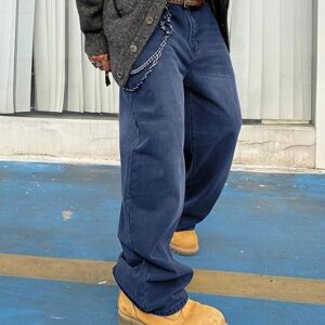 ÈVOQUE Men’s Baggy Hip-Hop Jeans – Wide Leg Skater Denim Pants
